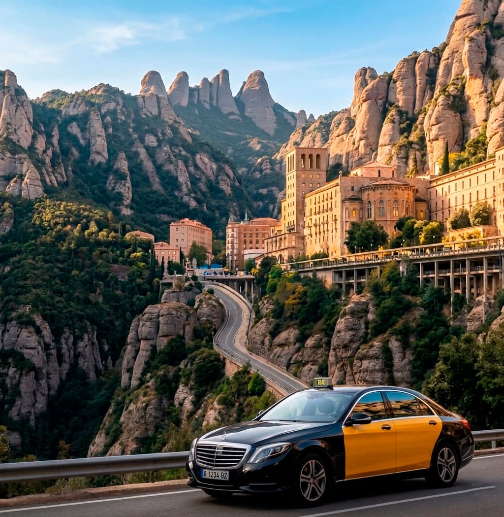 Excursión privada en taxi a Montserrat desde Castelldefels y Barcelona — traslado con conductor exclusivo